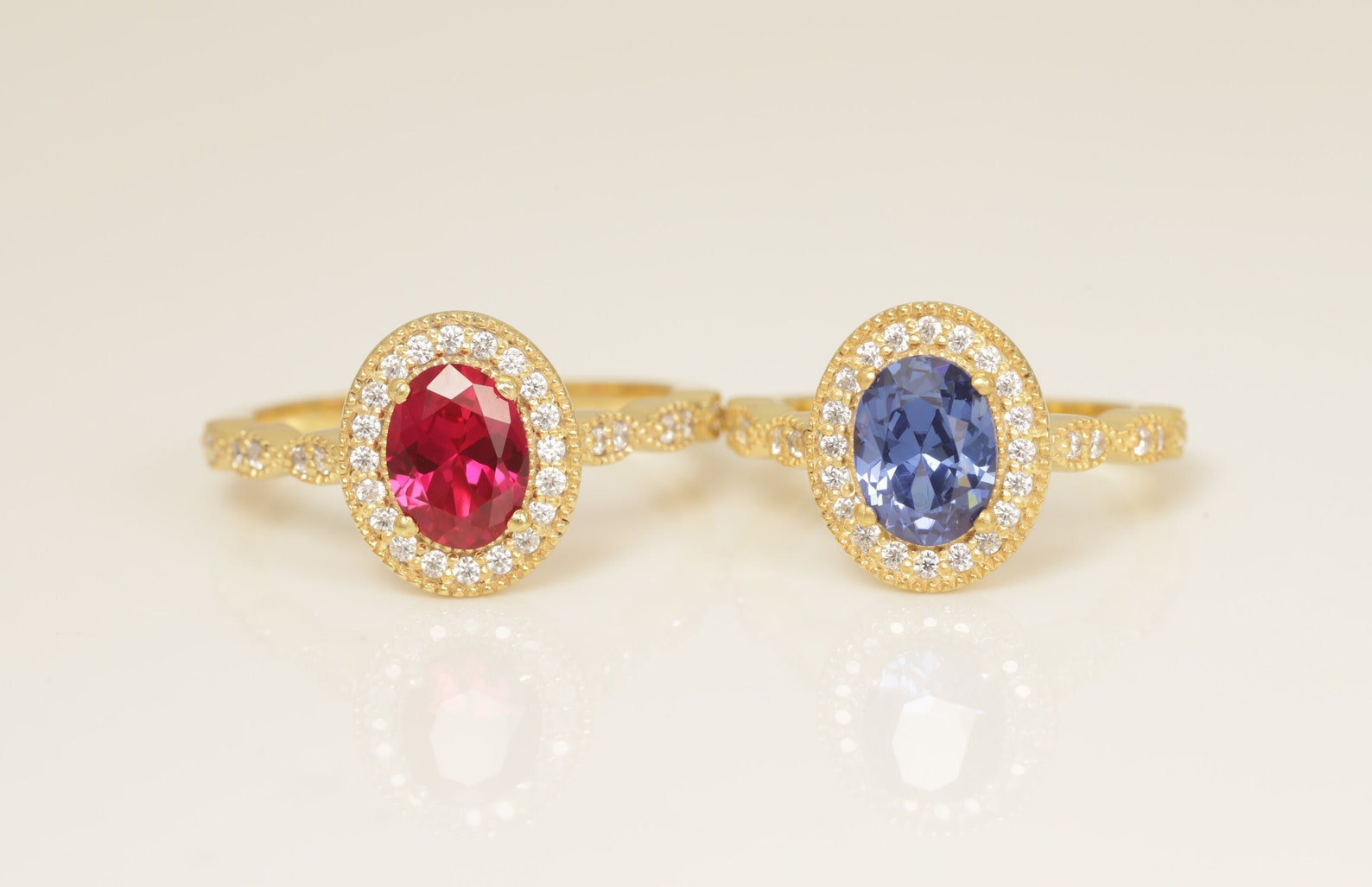 Diamond Halo Ruby Engagement Ring, Gemstone Wedding Ring, Birthstone Ring, Anniversary Ring Gift for Her, Promise Ring